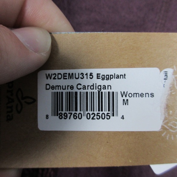 Prana Demure Cardigan Women M Purple LS Open Front Draped Knit Trim Boho 494 - Picture 5 of 13
